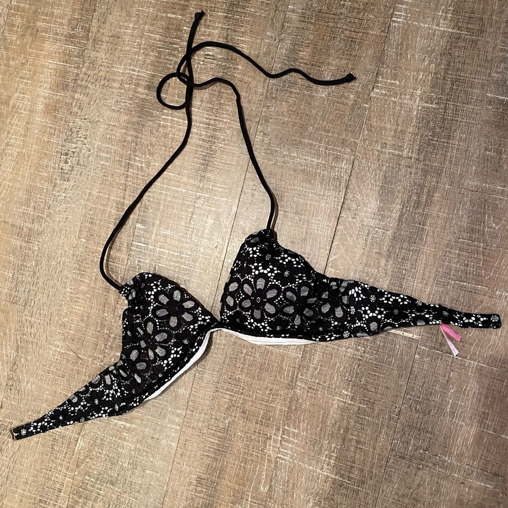 Victoria’s Secret black and white lace bikini top
